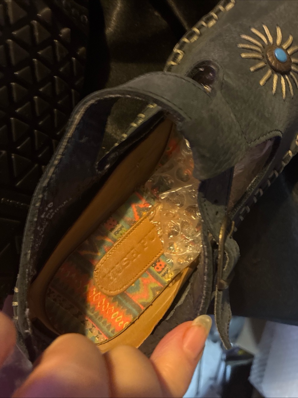 Blue Sun Embellished Women’s Leather Slip-On Loafers, moccasins hush puppies - Picture 8 of 11